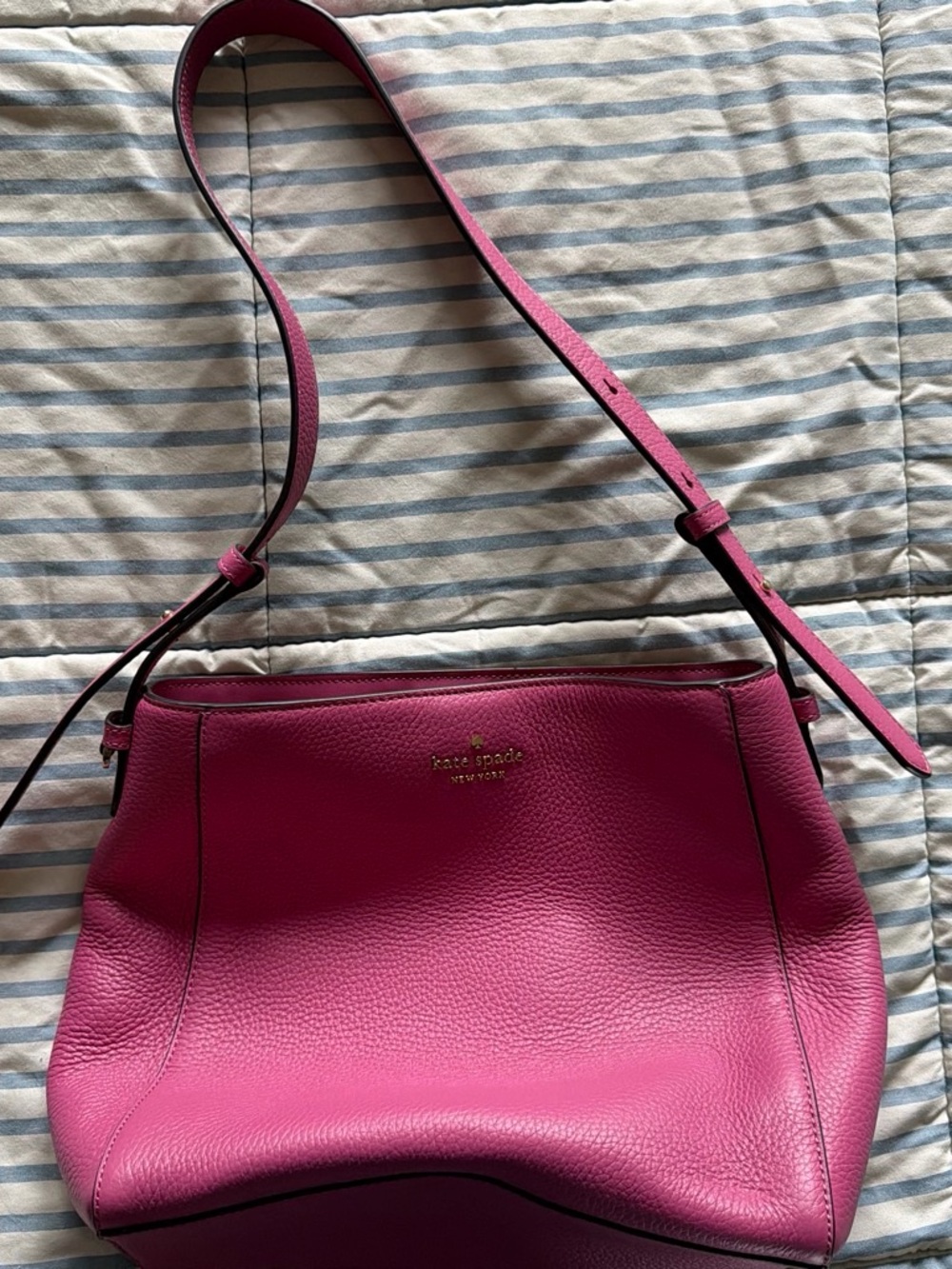 kate spade Fuchsia Pebbled Leather Shoulder Bag